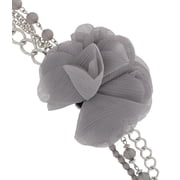 Multi Strand Layered Gray Beaded Silver Tone Adjustable Chain Necklace Convertible Flower Womens