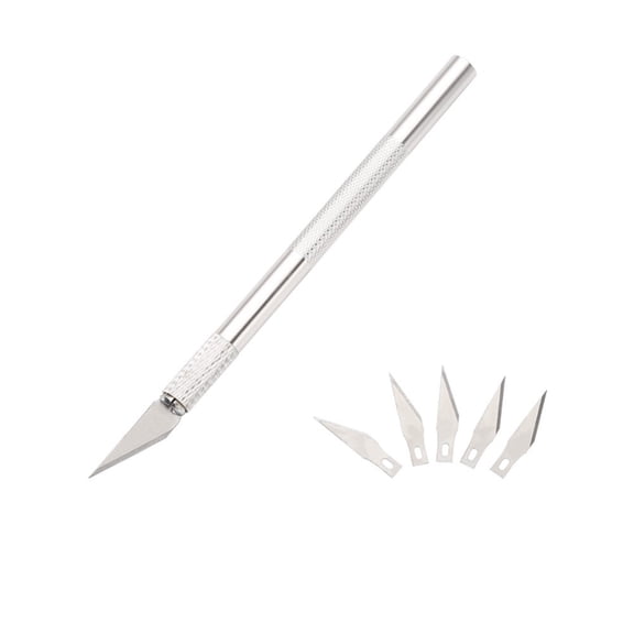 3Set Manganese Steel Craft Knife Kit with 5 Pcs Blades for Cutting Carving Scrapbooking Art Creation Silver Knifes: 145x8mm