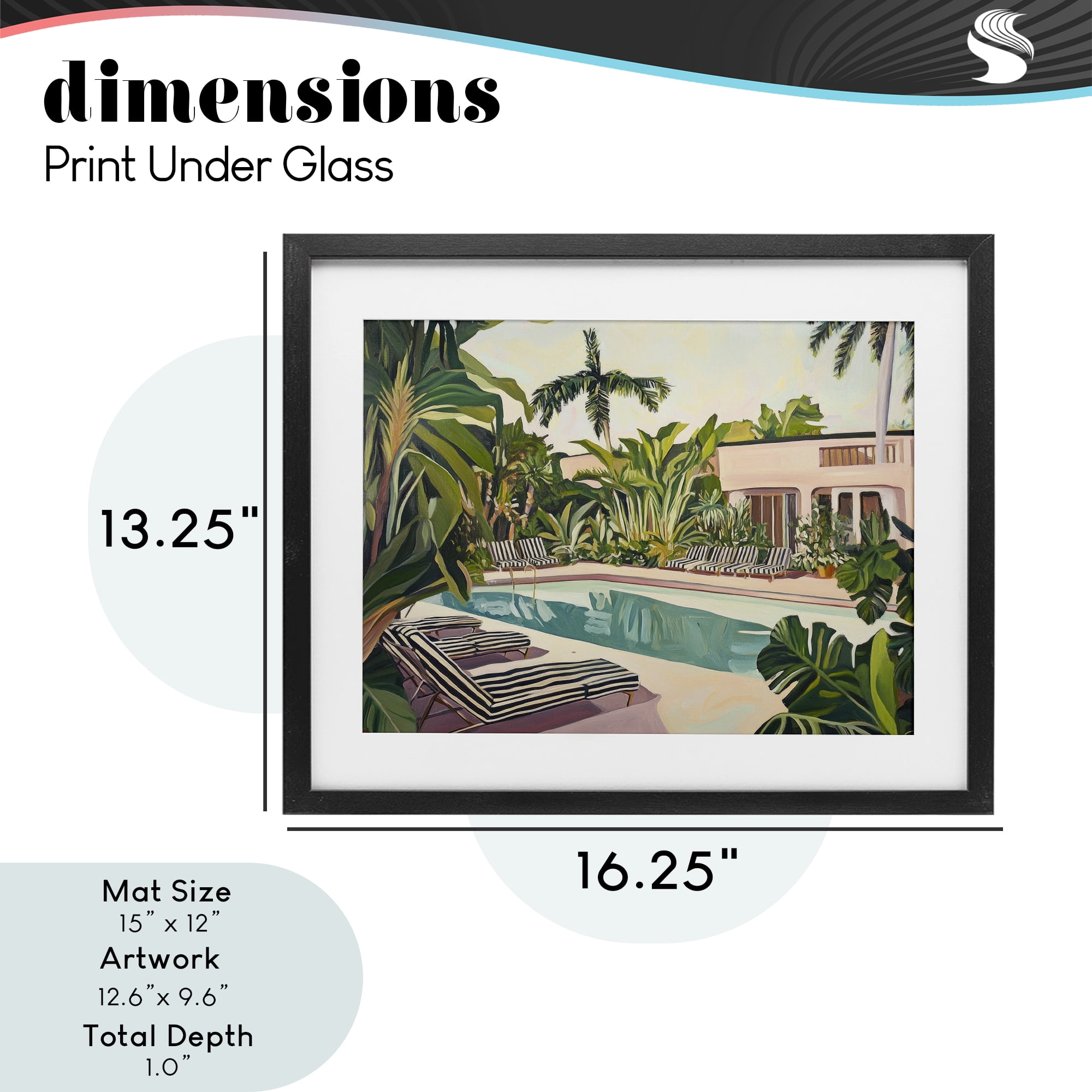 Stupell Industries Poolside Resort Lounge Chairs Black Framed Print Under Glass, design by Sisi and Seb