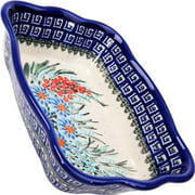 Polish Pottery Ceramika Boleslawiec 1208/169 7-3/4 by 6-1/8-Inch Fala Baker, Royal Blue Patterns, Small