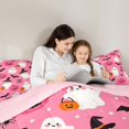 thumbnail image 4 of Manfei Halloween Cute Witch Hat Ghost Queen Comforter Set 3 Pieces, Kawaii Pumpkin Festival Comforter Sets Queen, Pink Orange Black,Pink Reversible,1 Comforter and 2 Pillowcases, 4 of 6