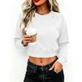 thumbnail image 6 of VBVC Women's Crew Neck Cropped Sweatshirt , Stretchy Long Sleeve Pullover For Women , Ladies' Drop Shoulder Top with Pockets, S-2XL, 6 of 8