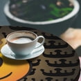 thumbnail image 2 of Ambesonne Emoji Fitted Round Tablecloth, Simple and Classic Smiling, 40"- 44" Diameter, Black Mustard Sepia, 2 of 4