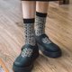 thumbnail image 3 of Novelty Cotton Socks Vintage Casual Crew Socks Multi-pattern Long Cycling Socks Warm Sport Sock Gift for Teen Girl Women Vertical stripes, 3 of 4