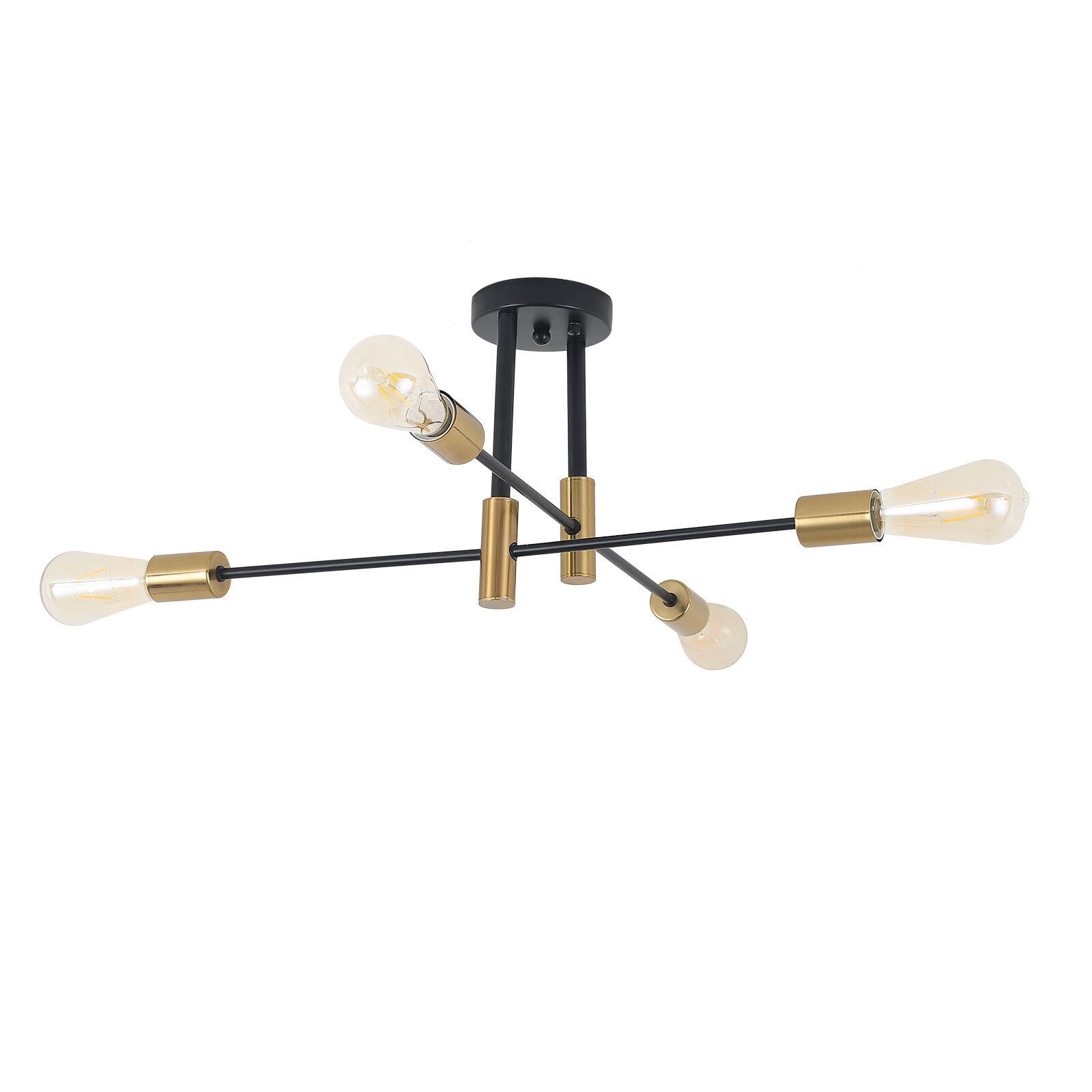 Miumaeov Modern Sputnik Chandelier Ceiling Light Fixture Pendant Lamp for Living Room Bedroom Dining Room Black + Copper
