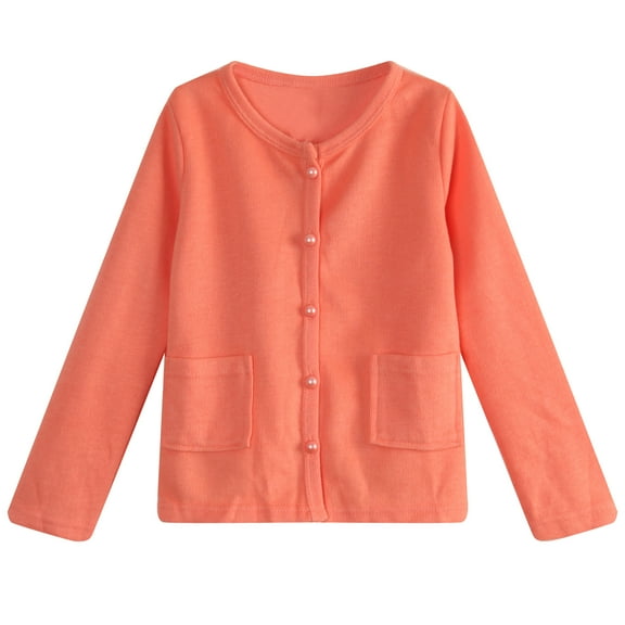 Little Girls Orange Lace Pearly Buttons Top 3