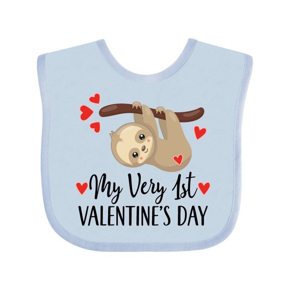 Inktastic My First Valentines Day Baby Sloth Boys or Girls Baby Bib