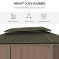 thumbnail image 3 of Outsunny Patio Gazebo 12' x 20', Netting & Curtains, 2 Tier Double Vented Steel Roof, Hardtop, Ceiling Hooks, Rust Proof Aluminum, Brown, 3 of 9