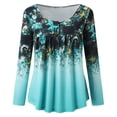 thumbnail image 4 of Pntutb Mujer Casual Camiseta Impreso Manga Larga Cuello Redondo Fruncido Pullover Blusa tops Pntutb Pntutb-7552, 4 of 5