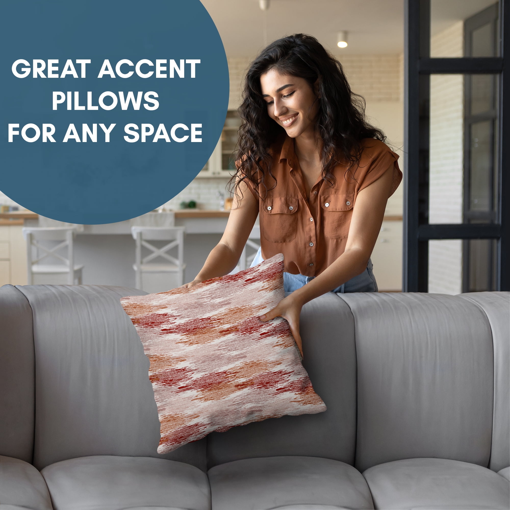 Americanflat 18"x18" Abstract Blurred Throw Pillow with Premium Polyester - Red