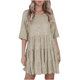 thumbnail image 1 of Puntoco Vestido Casual Suelto De Color Sólido Plisado De Manga Corta Con Cuello Redondo Para Mujer Beige Xl,Regalos Para Mujer Joven, 1 of 7