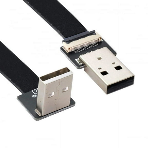 Chenyang CY Up Angled USB 2.0 Type-A Male to Type-A Male Data Flat Slim FPC Cable 90 Degree for FPV and Disk and Scanner and Printer
