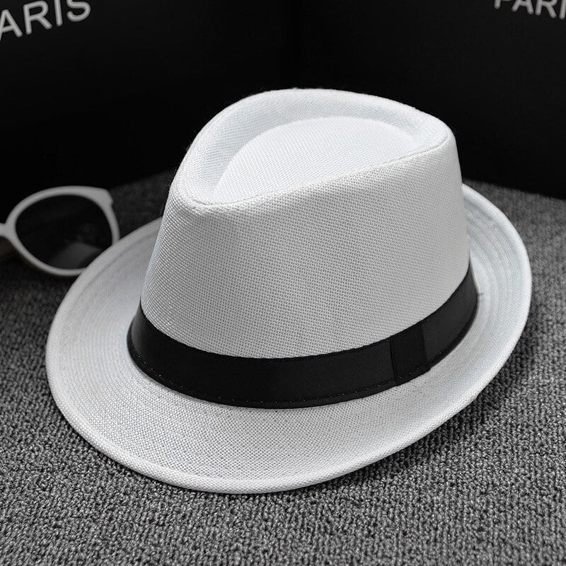 Panama Style Chapeau De Paille Beige Unisexe Été Soleil Plage Chapeau Trilby Fedora 