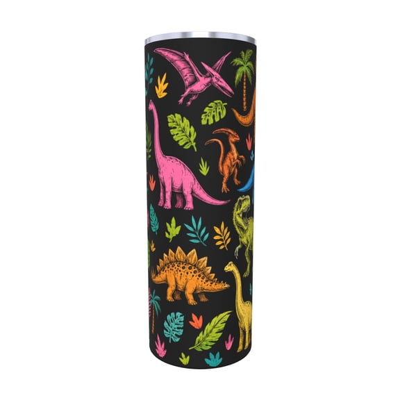 20oz Colorful Dinosaur Tumbler with Handle Stainless Steel Insulated Travel Coffee Cup Dino Gift with Straw
