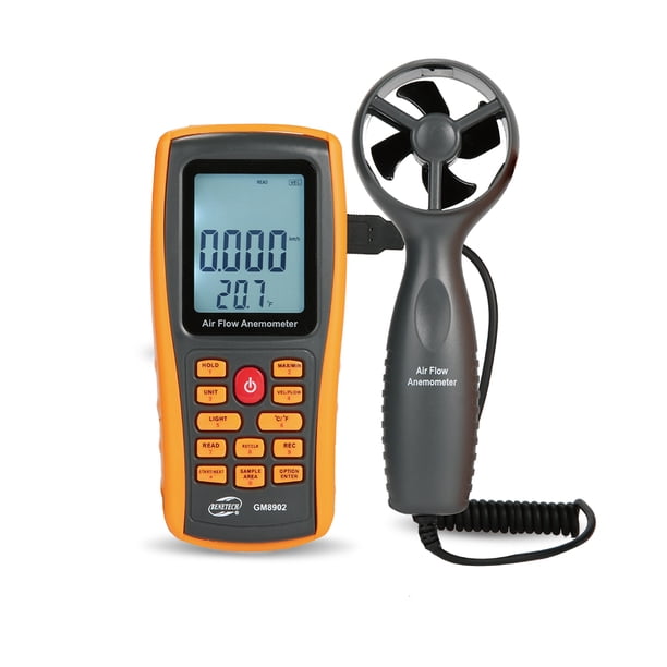 Riwesomey 2021 Nuevo anemómetro GM8901 Indicador de velocidad del viento Medición de temperatura Termómetro digital de 45 m / s Medidores de medidas dimensionales MG8902 Riwesomey TO000710-02B