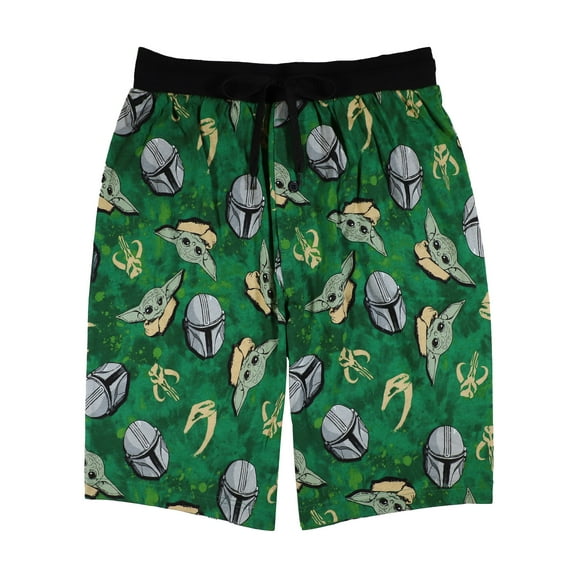 Centric Brands Mens Star Wars Mandalorian and Grogu Green Lounge Shorts (Small)