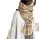thumbnail image 1 of Bufandas suaves y cálidas de invierno para mujer, bufandas grandes con tacto de cachemira, ponchos clásicos a cuadros de color camello, chales largos de rejilla, 1 of 5
