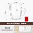 thumbnail image 2 of Set de 6 tazas de café de vidrio VENVENWEAVS de 400 ml, doble pared, 2 of 7