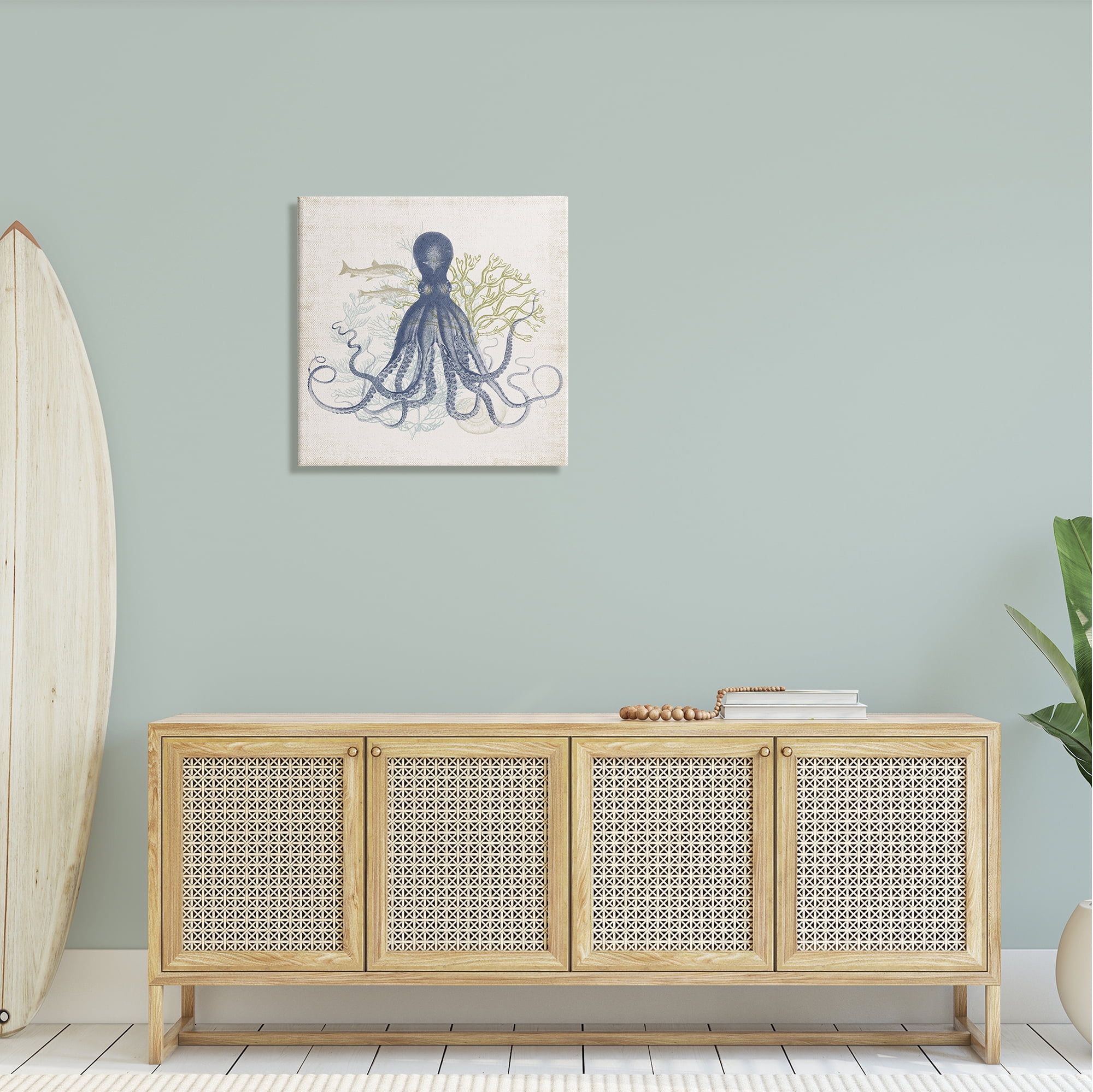 Stupell Industries Octopus Tentacles Layered Fish & Ocean Botanicals Graphic Art Gallery Wrapped Canvas Print Wall Art, Design by Victoria Barnes