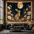 thumbnail image 6 of Brown Hare in Moonlit Wildflowers, Dreamy Illustration for Nature Lovers, Magical Wall Art for Her, Birthday Gift, Tapestry Wall Hanging for Bedroom and Living Room, 6 of 7