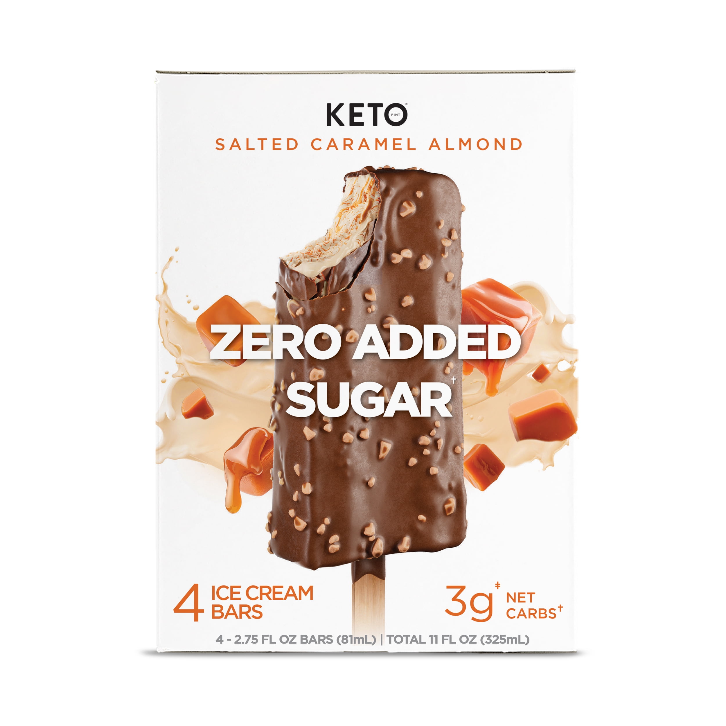 Keto Pint Salted Caramel Almond Ice Cream Bars, No Added Sugar, 2.75 fl oz, 4 Count