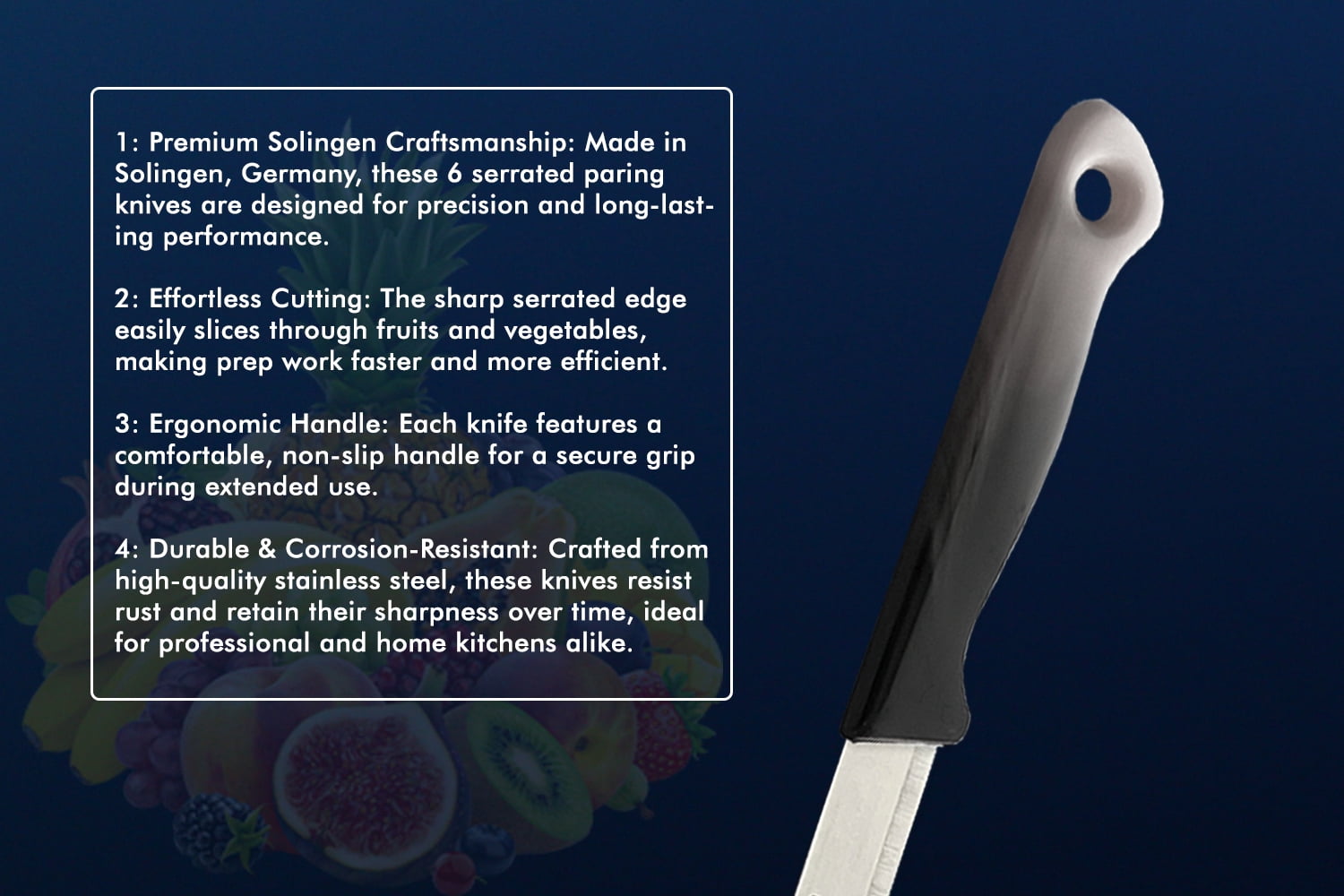 SMI 12 Pcs Paring Knife Set Serrated Solingen Germany Vegetable Knife Fruit Kitchen Knife Flexible Multicolor