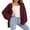 Burgundy, variant on QUALFORT 100% Cotton Cardigan Sweaters for Women, V Neck Button Down Chunky Knit Cozy Relaxed Fit Sweater Cardigan