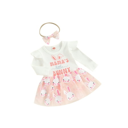 

Mioliknya Girls Easter Romper Dress Long Sleeve Tulle Jumpsuit Headband