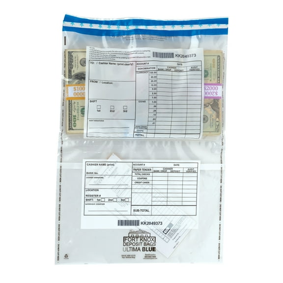 13.5W x 19.25H Ultima Blue Clear Universal Transaction Top-Btm Bags-100/Box