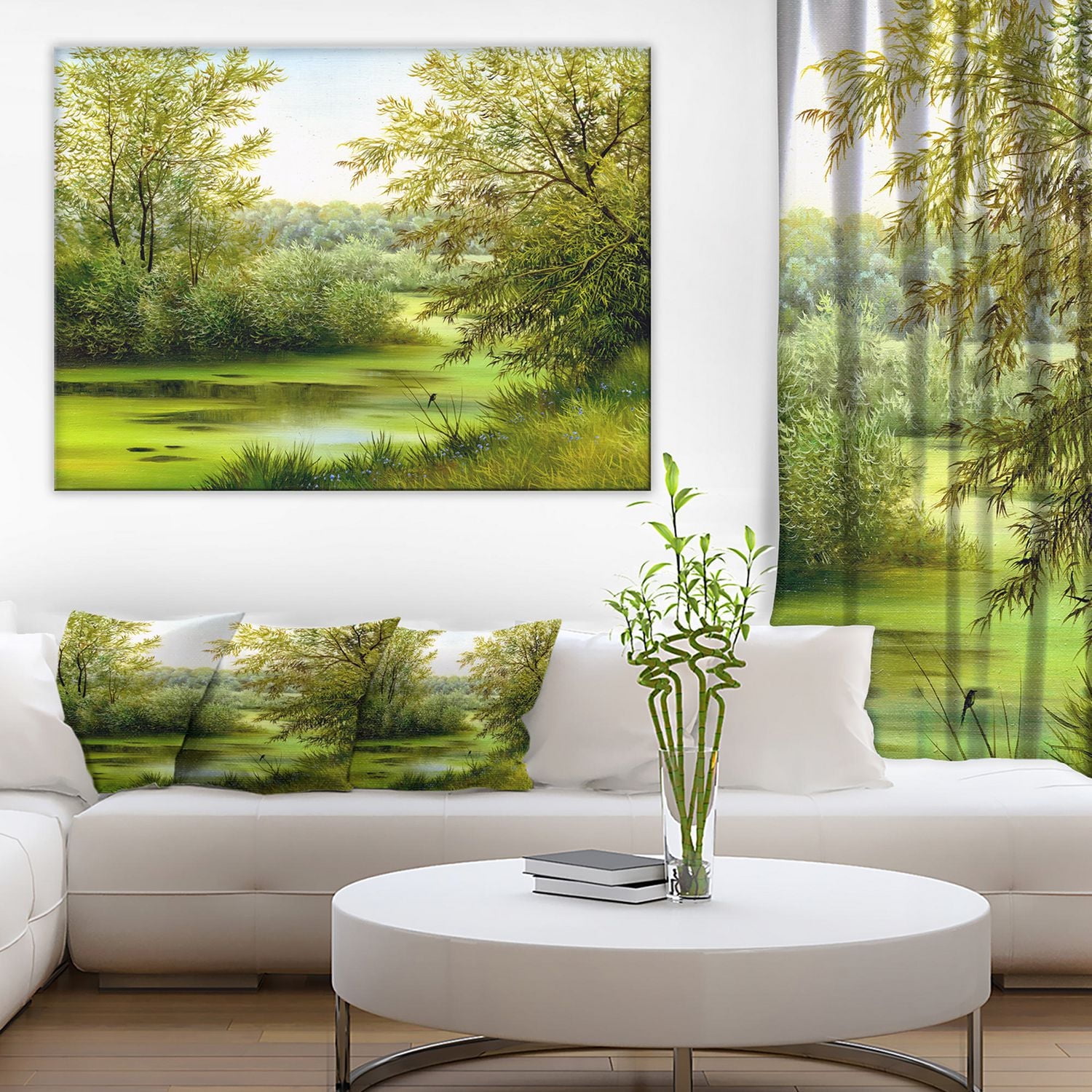 Design Art Green Summer Landscape Canvas Print