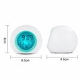 thumbnail image 2 of Reloj colorido para decoración del hogar, alarma con pantalla de temperatura para niños con luz nocturna que cambia de 7 colores, Control táctil para niños, azul, 2 of 5