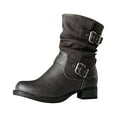 thumbnail image 2 of Tejiojio Fall Clearance Women's Winter Knight Belt Buckle With Spliced Side Zipper Low Heeled Boots, 2 of 4