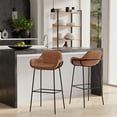 thumbnail image 4 of Simpli Home Mira Contemporary Modern Bar Stool in Distressed Tan Vegan Faux Leather, 4 of 7