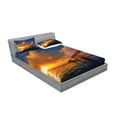 thumbnail image 2 of Ambesonne Nature Fitted Sheet & Pillow Sham Set, Romantic Scenery Ocean, Queen, Orange Blue, 2 of 2