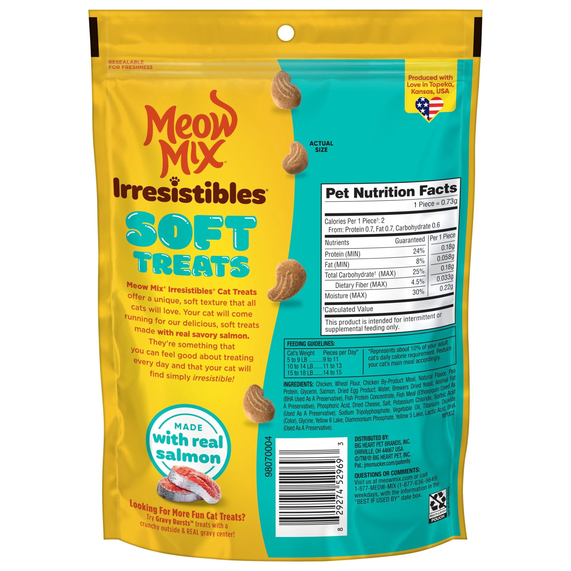 Meow Mix Irresistibles Soft Cat Treats Made With Real Salmon, 12