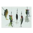 thumbnail image 1 of Fishing Cutting Board, Various Type of Fishing Baits Hobby Leisure Passtime Sports Hooks Catch Elements, Decorative Tempered Glass Cutting and Serving Board, Large Size, Multicolor, by Ambesonne, 1 of 1