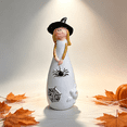 thumbnail image 3 of Halloween Resin Witch Figurine Tabletop Decoration with Spider Web and Mini Ghost, for Indoor Shelf Mantel Home Party Holiday Decor, 3 of 5