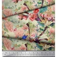 thumbnail image 3 of Soimoi Orange Polyester Crepe Fabric Insect,Peach & Pink Floral Decor Fabric Printed BTY 52 Inch Wide, 3 of 3