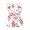 thumbnail image 1 of Boys Girls Fly Sleeve Ruffles Floral Prints Romper Jumpsuit Bodysuits Clothes, 1 of 8