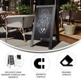 thumbnail image 6 of Flash Furniture Canterbury 40" x 20" Black Wooden Indoor/Outdoor A-Frame Magnetic Chalkboard Sign Set with 8 Chalk Markers, 10 Stencils, and 2 Magnets, and Eraser, 6 of 12