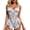 White, variant on Women's Sexy Cutout Bodysuit Lace Patchwork Underwire Teddy Push-Up Bra Backless Ruffled Hem Babydoll Adjustable Spaghetti Straps XL