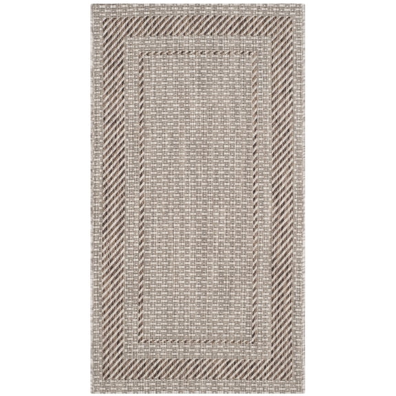 SAFAVIEH Courtyard Agnes Bordered Indoor/Outdoor Area Rug, Beige/Brown, 2' x 3'7"