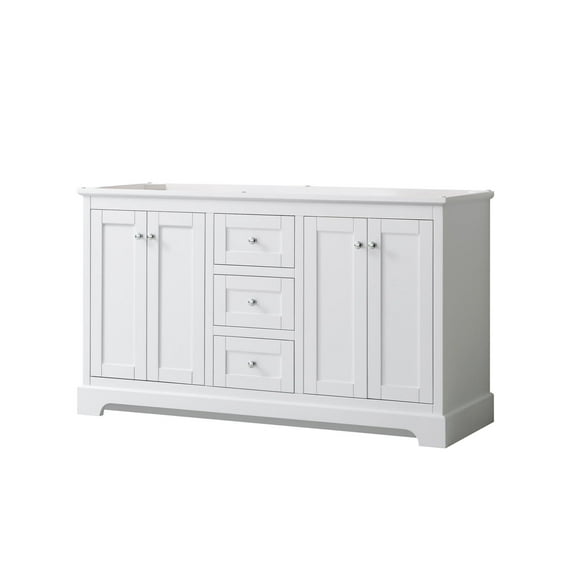 Wyndham Collection 60" Wood Double Bathroom Vanity in Polish Chrome/White