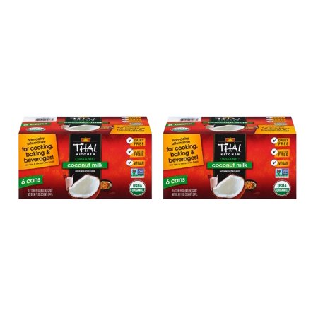 Thai Kitchen Organic Coconut Milk, Unsweetened, 13.66 fl oz, 6-count 2PK
