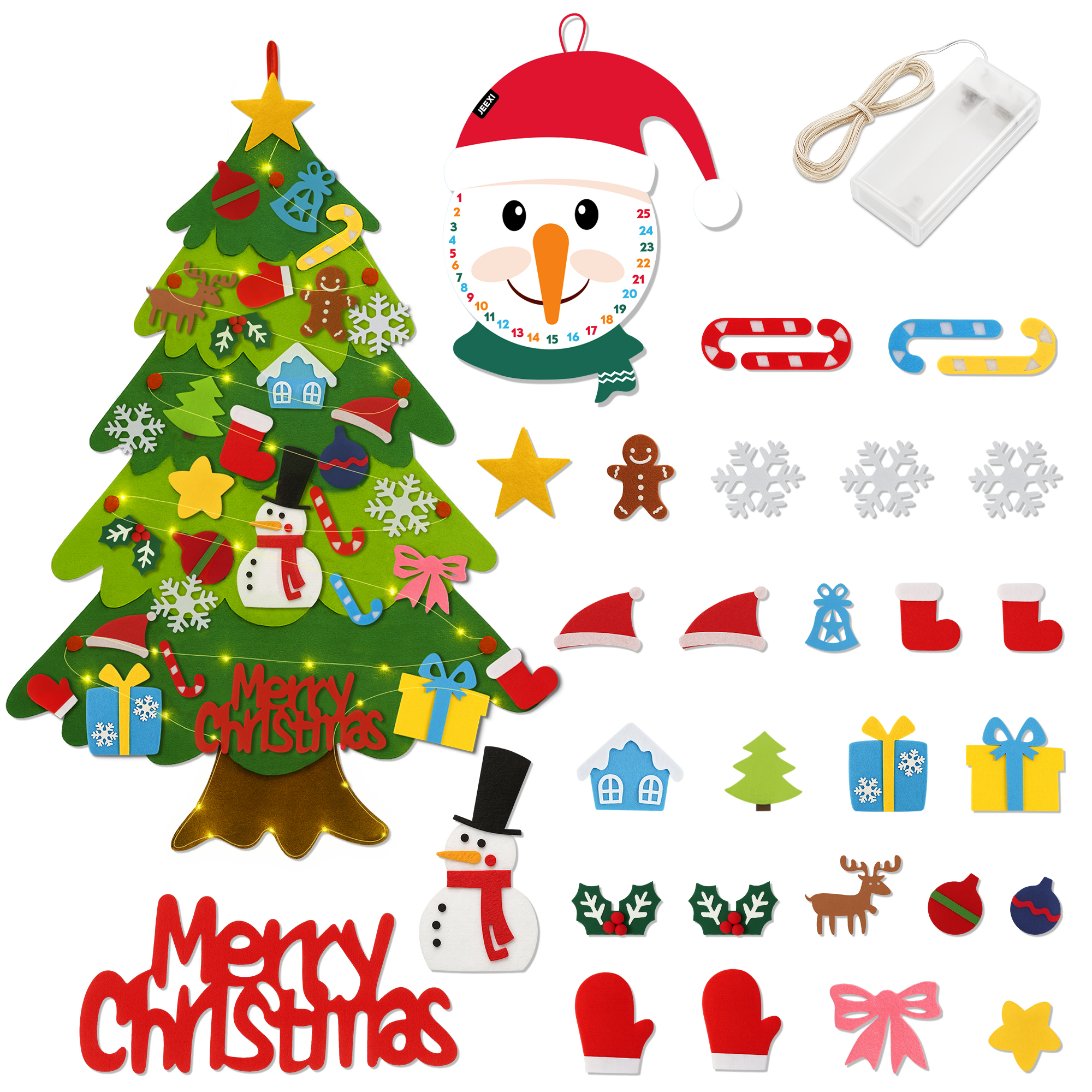 JEEXI 3ft DIY Felt Christmas Tree with LED String Lights photo 7
