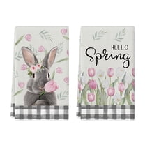 Sm:)e Bunny Hello Spring Easter Kitchen Dish Towels, 18 x 26 Inch Set of 2