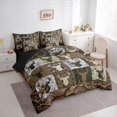 thumbnail image 2 of Manfei Vintage Deer Silhouette 7-Piece Twin Bedding,Wooded Pine Print Bedding Comforter Set,Dark Brown,Black Reversible, 2 of 7