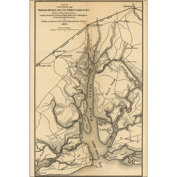 24"x36" Gallery Poster, map of Broad River, South carolina