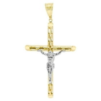 Jesus Crucifix Cross Filigree Unisex Adult Pendant 10K Yellow White Gold, 4.10 Gr – Goldum NYC