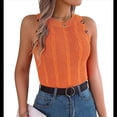 thumbnail image 2 of Camiseta Sin Mangas de Verano para Mujer, Estilo Suéter Informal de Punto Holgado, Acanalado, Sin Mangas Color Naranja L, 2 of 9